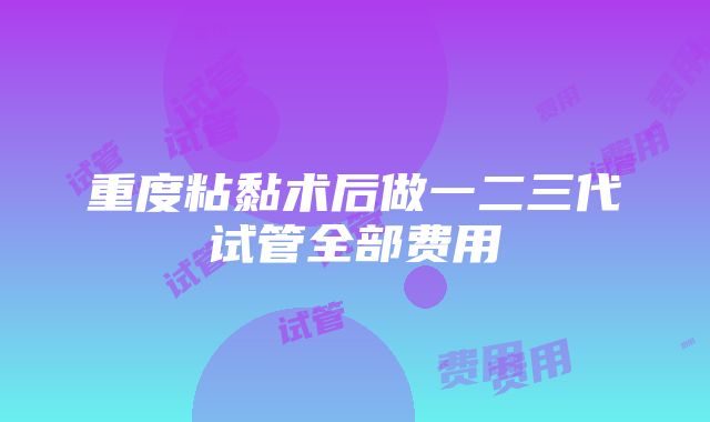 重度粘黏术后做一二三代试管全部费用