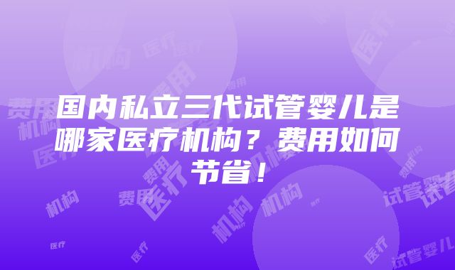 国内私立三代试管婴儿是哪家医疗机构？费用如何节省！