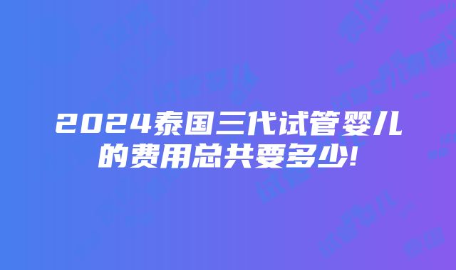 2024泰国三代试管婴儿的费用总共要多少!