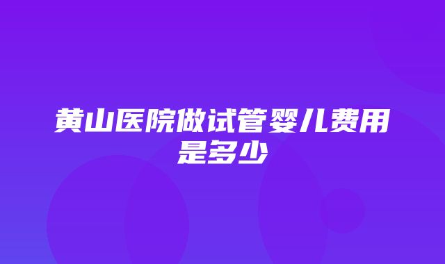 黄山医院做试管婴儿费用是多少