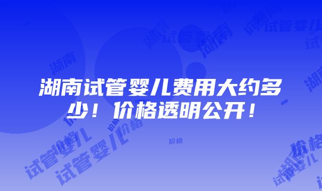 湖南试管婴儿费用大约多少！价格透明公开！