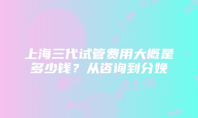 上海三代试管费用大概是多少钱？从咨询到分娩