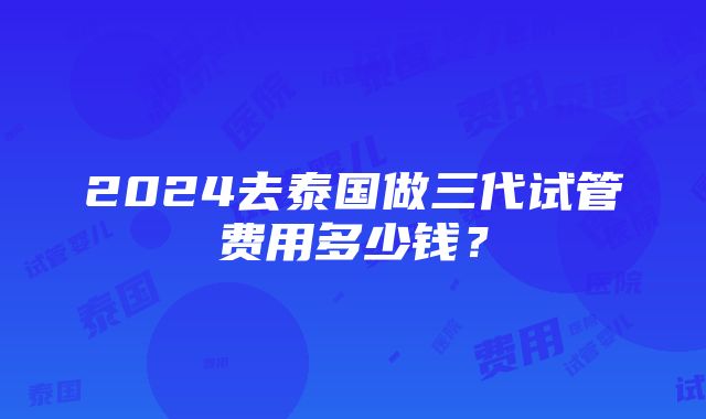 2024去泰国做三代试管费用多少钱？