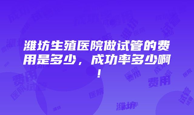 潍坊生殖医院做试管的费用是多少，成功率多少啊！