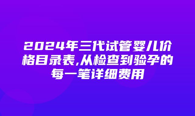 2024年三代试管婴儿价格目录表,从检查到验孕的每一笔详细费用