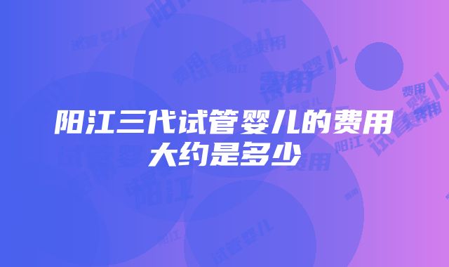 阳江三代试管婴儿的费用大约是多少