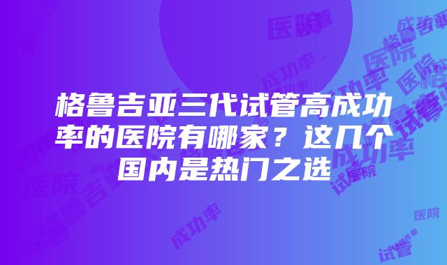 格鲁吉亚三代试管高成功率的医院有哪家？这几个国内是热门之选