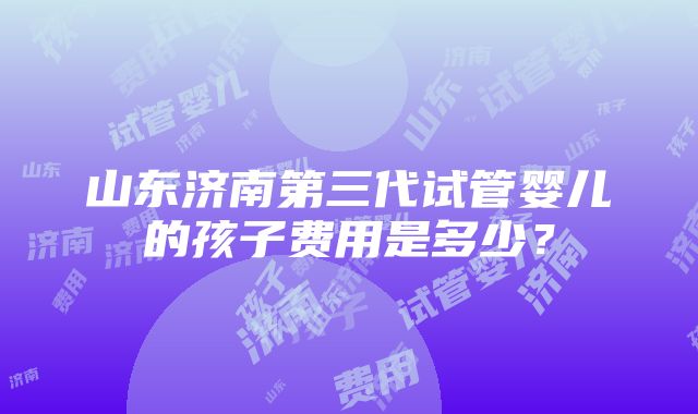 山东济南第三代试管婴儿的孩子费用是多少？