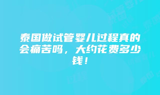 泰国做试管婴儿过程真的会痛苦吗，大约花费多少钱！