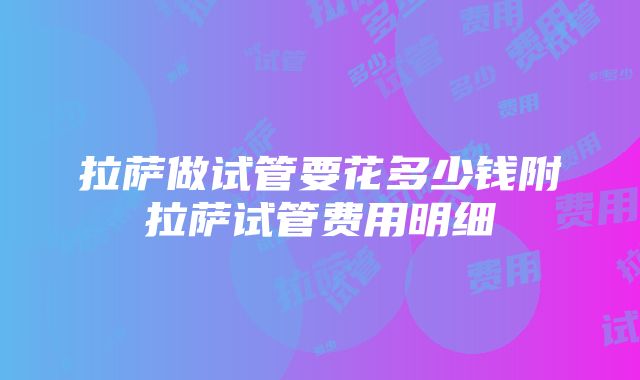 拉萨做试管要花多少钱附拉萨试管费用明细