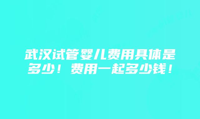 武汉试管婴儿费用具体是多少！费用一起多少钱！