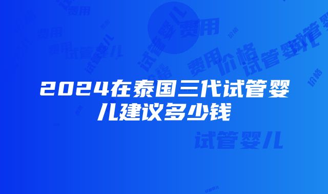 2024在泰国三代试管婴儿建议多少钱