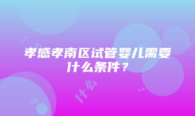 孝感孝南区试管婴儿需要什么条件？