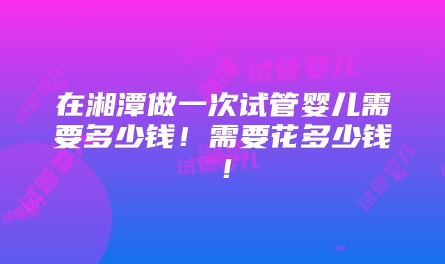 在湘潭做一次试管婴儿需要多少钱！需要花多少钱！