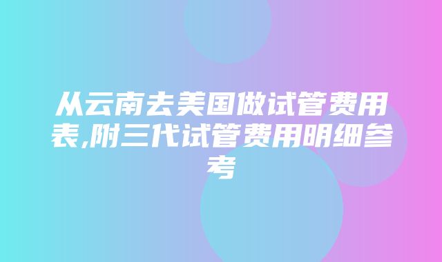 从云南去美国做试管费用表,附三代试管费用明细参考