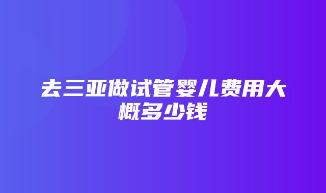 去三亚做试管婴儿费用大概多少钱