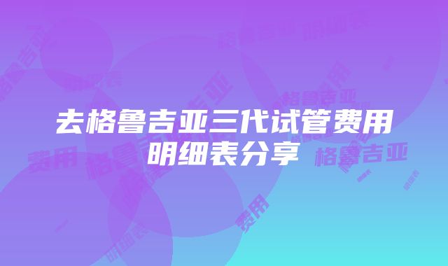 去格鲁吉亚三代试管费用明细表分享