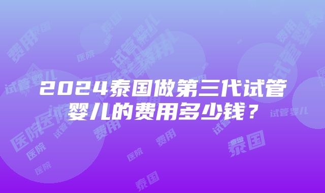 2024泰国做第三代试管婴儿的费用多少钱？