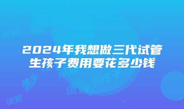 2024年我想做三代试管生孩子费用要花多少钱