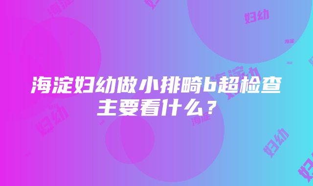 海淀妇幼做小排畸b超检查主要看什么？