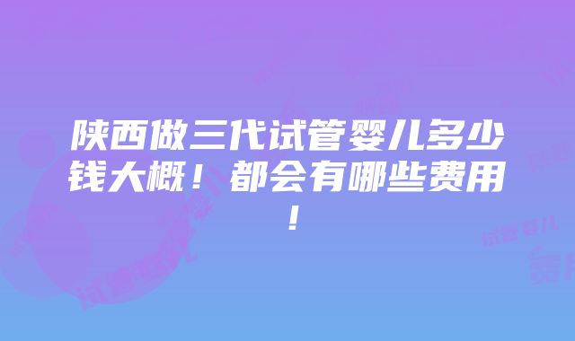 陕西做三代试管婴儿多少钱大概！都会有哪些费用！