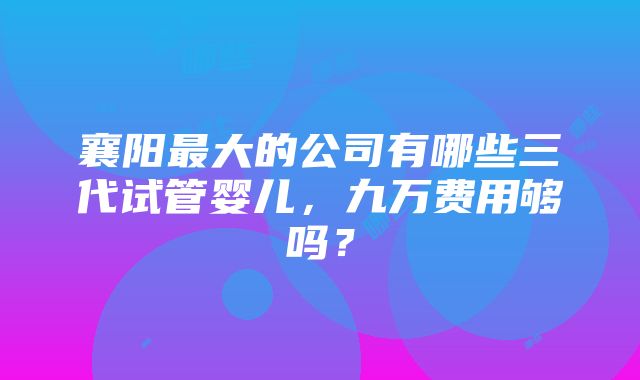 襄阳最大的公司有哪些三代试管婴儿，九万费用够吗？