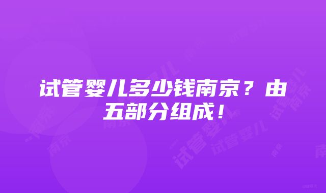 试管婴儿多少钱南京？由五部分组成！