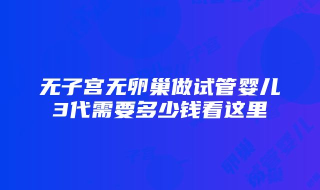 无子宫无卵巢做试管婴儿3代需要多少钱看这里