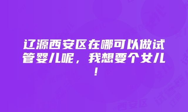 辽源西安区在哪可以做试管婴儿呢，我想要个女儿！