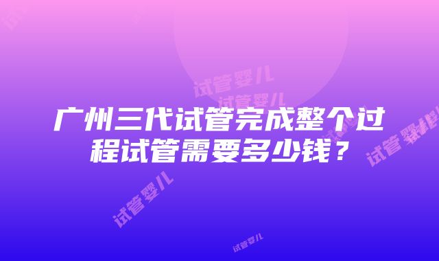 广州三代试管完成整个过程试管需要多少钱？