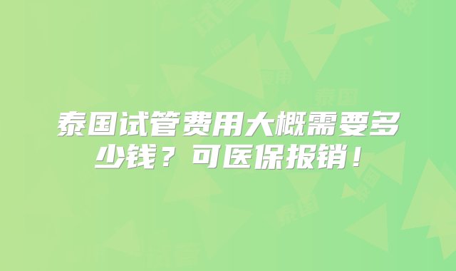 泰国试管费用大概需要多少钱？可医保报销！