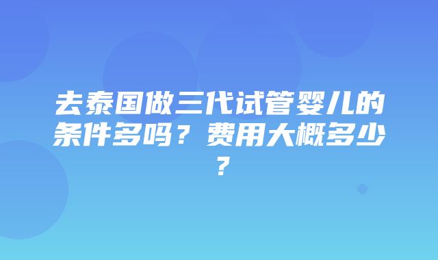 去泰国做三代试管婴儿的条件多吗？费用大概多少？