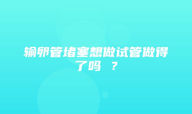 输卵管堵塞想做试管做得了吗 ？