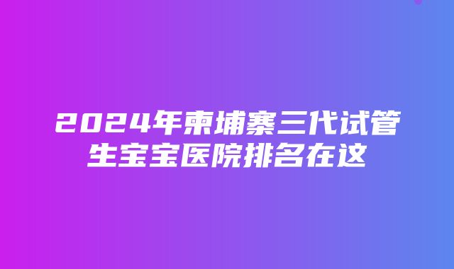 2024年柬埔寨三代试管生宝宝医院排名在这