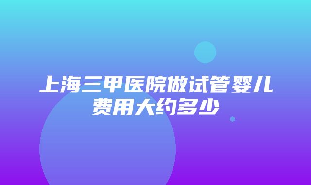 上海三甲医院做试管婴儿费用大约多少