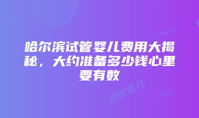 哈尔滨试管婴儿费用大揭秘，大约准备多少钱心里要有数