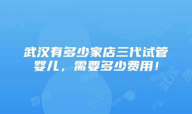 武汉有多少家店三代试管婴儿，需要多少费用！