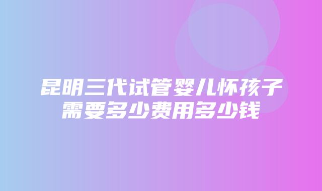 昆明三代试管婴儿怀孩子需要多少费用多少钱