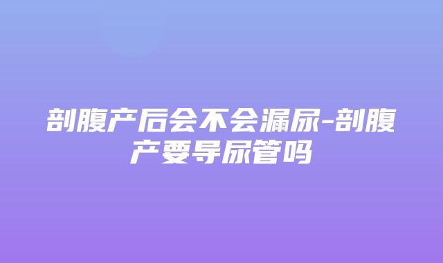 剖腹产后会不会漏尿-剖腹产要导尿管吗