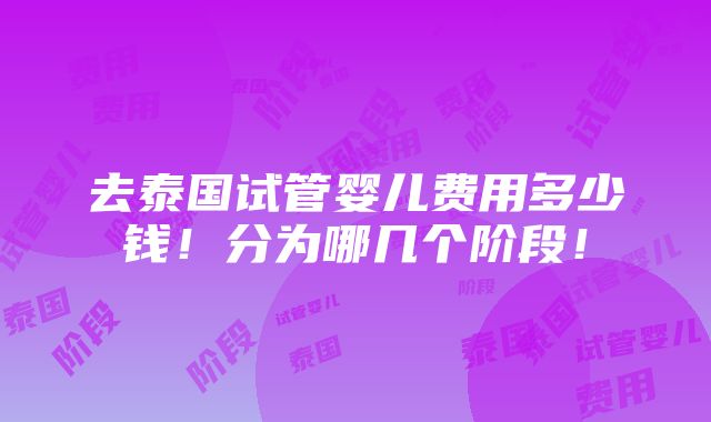 去泰国试管婴儿费用多少钱！分为哪几个阶段！