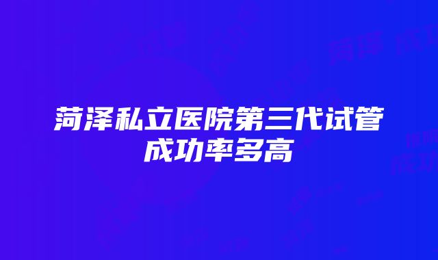 菏泽私立医院第三代试管成功率多高