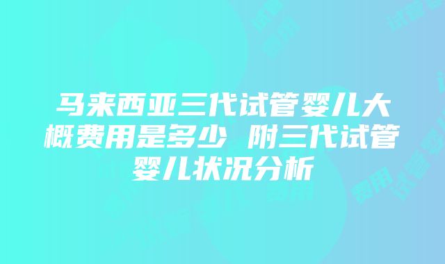 马来西亚三代试管婴儿大概费用是多少 附三代试管婴儿状况分析