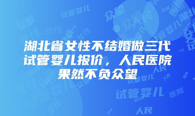 湖北省女性不结婚做三代试管婴儿报价，人民医院果然不负众望