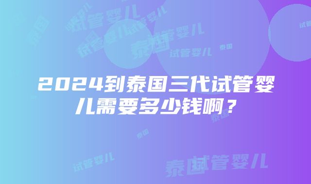 2024到泰国三代试管婴儿需要多少钱啊？