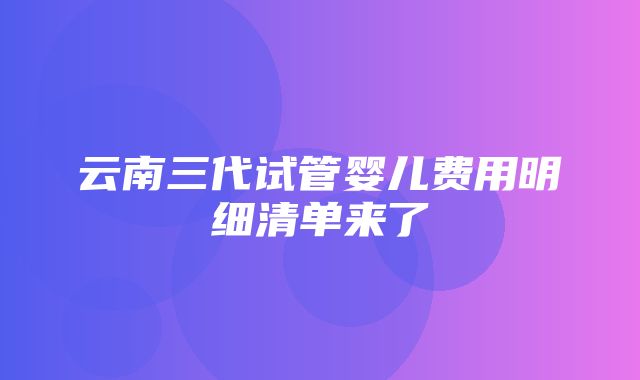 云南三代试管婴儿费用明细清单来了