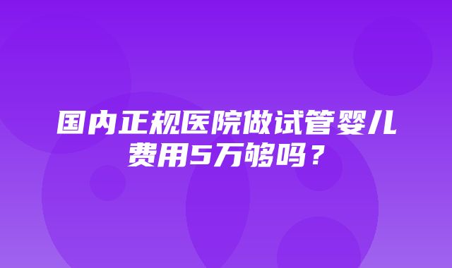 国内正规医院做试管婴儿费用5万够吗？