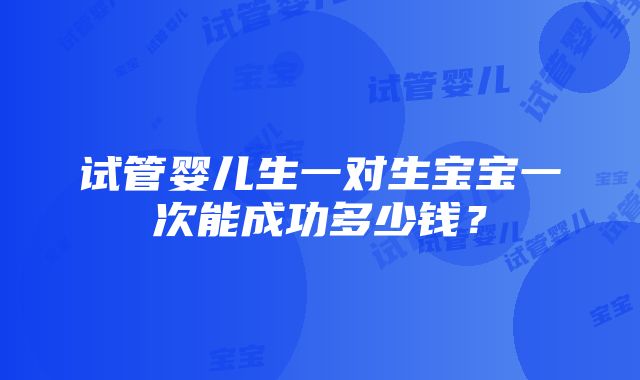 试管婴儿生一对生宝宝一次能成功多少钱？