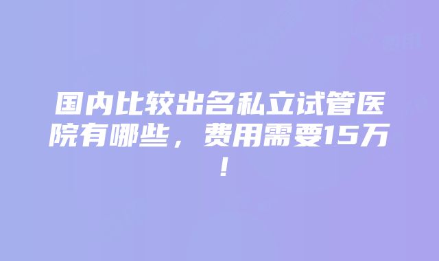 国内比较出名私立试管医院有哪些，费用需要15万！