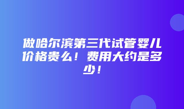 做哈尔滨第三代试管婴儿价格贵么！费用大约是多少！