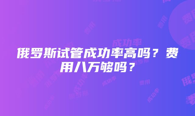 俄罗斯试管成功率高吗？费用八万够吗？